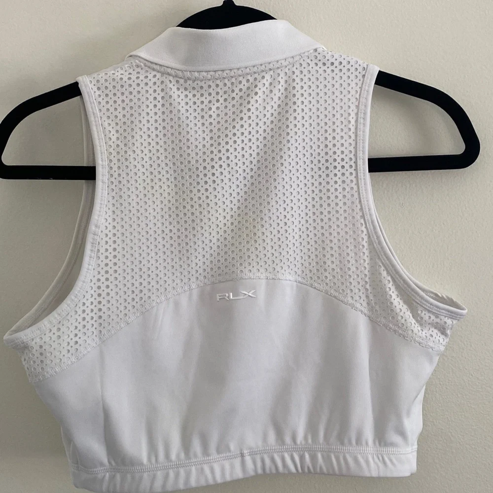 Ralph Lauren RLX Interlock Performance Crop Polo Collar White Women Size Medium